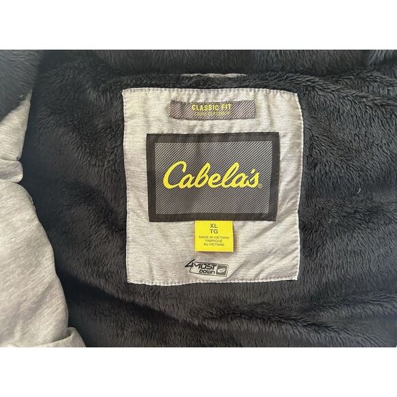 Cabela's Mens Puffer Vest XL Goose Down Pockets 4Most Down Gray Full Zip - Picture 3 of 8